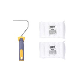 HARDY WORKING TOOLS A0180-516000 Painter Set, Paint Roller and 10 Foam Paint Rollers, Pile Height 7 mm, Length 11 cm, Diameter 35 mm, White/Yellow/Grey