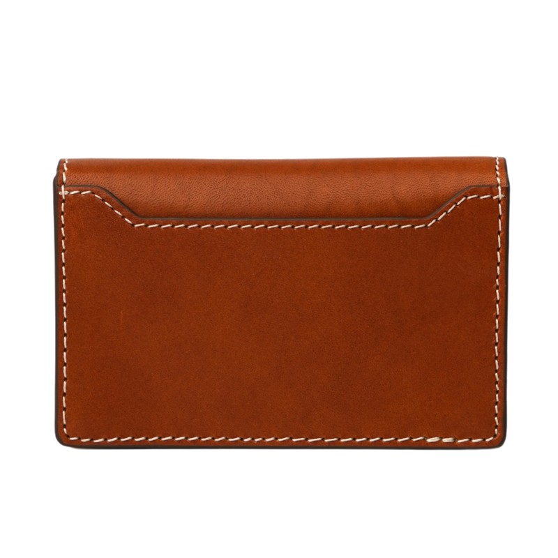 MASSENI Luxury Italian Leather Business Card Holder, Tan Genuine Leather,