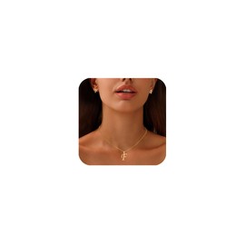 APMGONT Gold Initial Necklace Earrings Set for Women, Girls - Stainless Steel, 18 Inch Chain, A-Z Letters for Ladies, Girls, Family & Friends