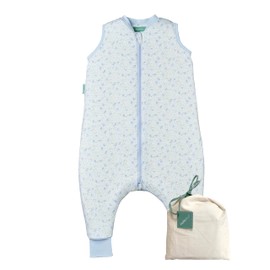 molis&co Baby Sleeping Bag with Feet, Ideal for Spring and Autumn, Baby Sleeping Bag with Feet, 1 tog, Lightly Padded, 100% Cotton (Oeko-Tex 100), Premium Quality, Blue Lily (90 cm)