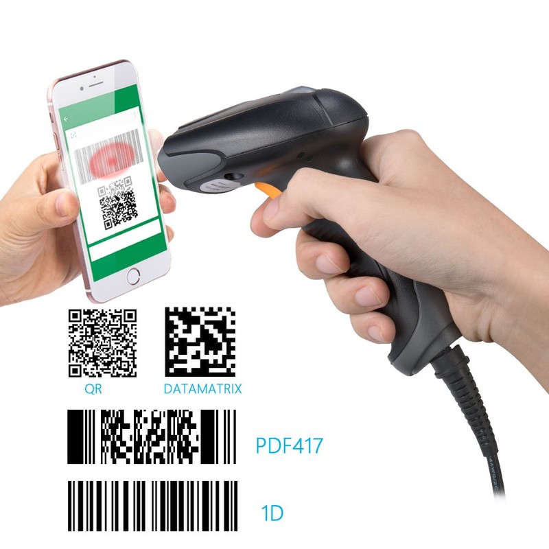 Bluehresy 2D Barcode Scanner USB Wired 1D 2D Datamatrix PDF417