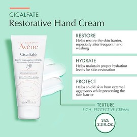 Eau Thermale Avène - Crema de manos Cicalfate, loción nutritiva intensa para manos secas y agrietadas, 3.3 onzas