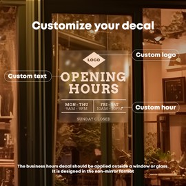 EGD 2025 Enhanced Peel & Stick Tech for Custom Business Hours Sign for Glass Door | Business Hours Sign | Hours of Operation Signs for Business with Logo | Open Closed Signs for Business (BH-B)