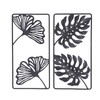 2pcs Leaf Statue Black Style Embossed Design Metal Material Decorative