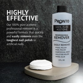 Pronto 100% Acetone Gel Nail Polish Remover - Gel Polish Remover for Nails | Acetone Nail Polish Remover & Acrylic Nail Remover for Removal of Glue, Gel & Dip | Gel Nail Remover, 12 Fl oz