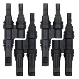 AIRTAK 4 PCS Solar Branch Connectors 1500V DC,IP67 Waterproof T Connector for Parallel Connection Between Solar Panels FMM+MFF (2Pairs)