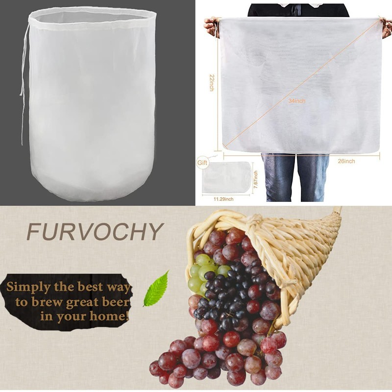 Brewing Filter Bags, 2 Pack 250 Micron Fine Mesh Bag