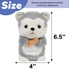 Hopearl Talking Husky Repeats What You Say Dog Nodding Electric Interactive Animated Puppy with Bone Toy Speaking Plush Buddy Regalo para niños pequeños, gris, 6.5 pulgadas