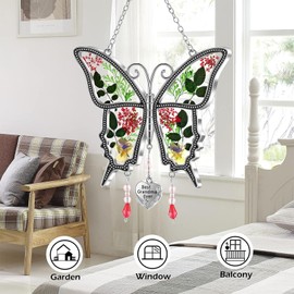 Grandma Gifts, Suncatcher Butterfly Garden Grandma Grandma Birthday Gifts, Best Grandma Ever Wind Chime Christmas for Grandma Granny Nan Nanny Gifts