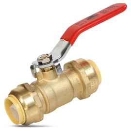 Revalved Push Ball Valve, Lead-Free Brass Water Shut Off Valve, Push-To-Connect Heavy Duty Female Push Valve, Plumbing Brass Fitting Compatible With COPPER, PEX, CPVC, HDPE & PE-RT Pipes, 1"