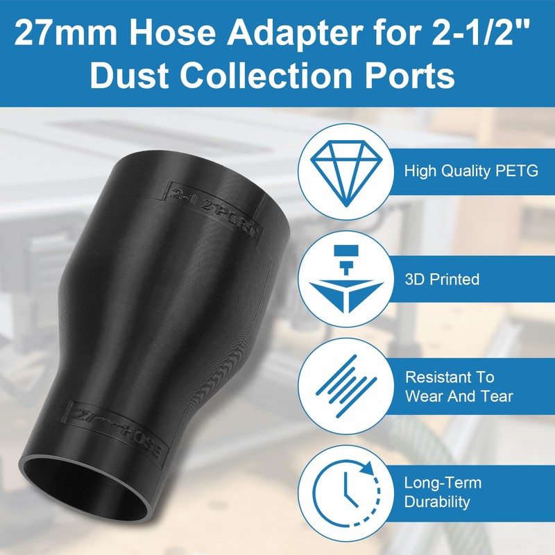 27mm Hose Adapter for 2-1/2" Dust Collection Ports Replacement for