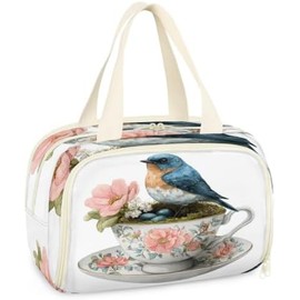 Travel Makeup Organizer, Compact Lightweight Accessory for Travel and Daily Use - Xiuphorix Floral Bird