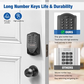 Keyless Entry Door Deadbolt, Electronic Keypad Code Deadbolt,Smart deadbolts for Front Door, Stainless Steel Electronic Lock, Anti-Peeping, Easy Installation for Apartments, Black