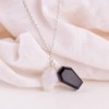 Natural Black Onyx and Rainbow Moonstone Necklace Pendant, Coffin Cabochon,