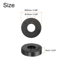 QUARKZMAN Pack of 16 Rubber Washers Rubber Spacer 25 mm Outer Diameter 10 mm Inner Diameter 6 mm Height Round Antivibration Spacer Rubber Bushings Grommets Thick Rubber Washers for Car Accessories
