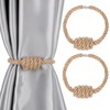 Wanmu 2 Pcs Mini Magnetic Curtain Tiebacks, Boho Jute Curtain