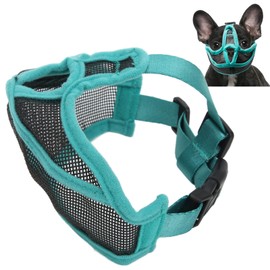 Adjustable Breathable Mesh Bulldog Muzzle with Quick Release Buckle, Eyehole Design, Suitable for Training, Chewing, and Barking, Multiple Sizes for Short Snout Dog Muzzles (S) (M)