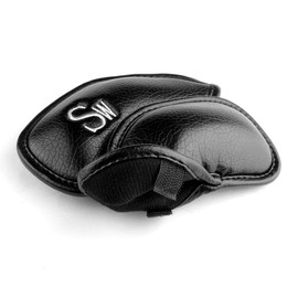 BIG TEETH Golf Iron Head Covers 12pcs/set 3-9,Pw,Aw,Sw,Lw,Lw Mens Hook and Loop Closure Golf Club Protector Classic Design Golf Accessories Black