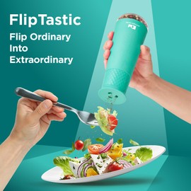 Kitchen Mama FlipTastic Rechargeable Salt and Pepper Grinder – Gravity Electric Grinder, Pepper Mill, Adjustable Coarseness, One-Hand Operation, Refillable Salt and Pepper Mill for Kitchen (Teal)