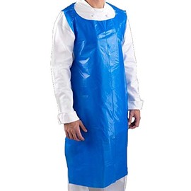 100 Disposable Aprons for Adults BLUE Waterproof Apron Pack - Plastic Aprons Medical Virus Protection - PPE Aprons Disposable - Throw Away Single Use Aprons