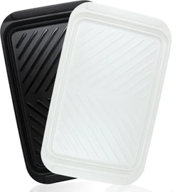 ECOIOU Grilling Prep and Serve Trays, 17 x10.5 inch BBQ Tray for Raw and Cooked Food, Melamine Serving Trays for Food, Set of 2, Black and White