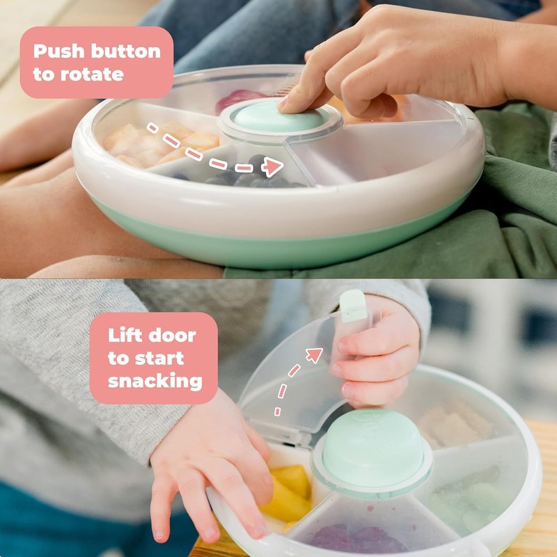 Compartments Reusable Portable Spinning Snack Container with 5 Compartment Dispenser
