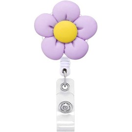 Flower Design Retractable Badge Reel,Adjustable ID Card Holder Lanyard for Work Office, School Nurse and Hospital Staff