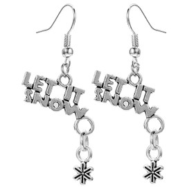 Let It Snow Christmas Drop Dangly Earrings with Gift Bag Womens Girls Christmas Jewellery Christmas Party Secret Santa Present