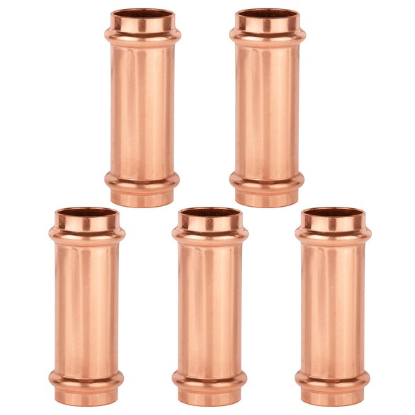 5-Pack HeSun Copper Press Extended Coupling Without Stop, 1" x