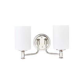 ML Lighting | Ailey Collection | 91032-PN | 2 Light Vanity in Polished Nickel Finish with Etched Opal White Glass Shade | Versatile Design That adds High-End Texture and Elegance to Your Bathroom