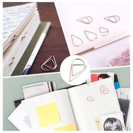 100 Pcs Small Golden Paperclips Stainless Steel Waterdrop Shaped Paperclips Bookmarks Paper Clips Clamps for Memo Paper Photo 15 * 25mm (Rose Golden)