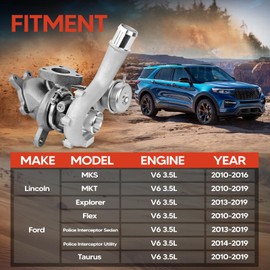 790318-0008 Right Side Complete Turbo Turbocharger Kit, with Wastegate Actuator & Gasket, Fit for Ford Explorer, Police Interceptor, Flex, Taurus & Lincoln MKS, MKT, 3.5L, Replaces 790318-0008