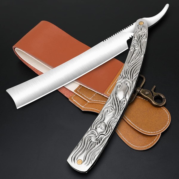 Professional Straight Razor with First Layer Cowhide Strop - Straight