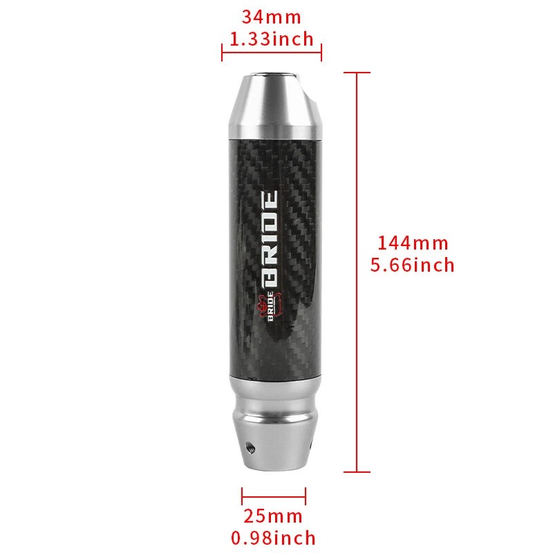 JDM BRIDE Carbon Fiber Aluminum Silver Universal Automatic Car Gear