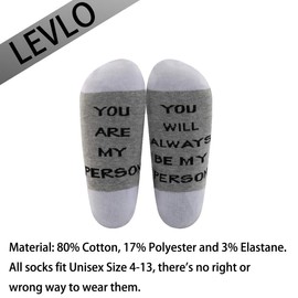 LEVLO Best Friend Long Distance Gift You Are My Person Socks Greys Anatomy Gift Friendship Socks (MID CALF - GREY)