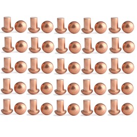YXQ 50 Pcs Copper Solid Rivets 1/4 Diameter 5/16 L Shank Copper Round Head Fasteners,M6x8
