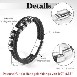 CheersLife An Meinen Sohn Bracelet for My Son German Men's Leather Bracelet Men's Leather 2 Layers Men's Bracelets Leather Men Bracelet Gifts for Son My Son Braided Bracelet, Stainless Steel, Bead