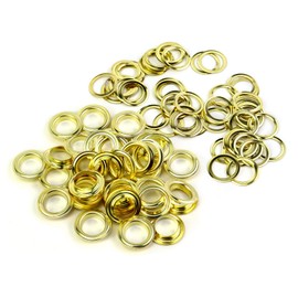 QWORK Grommet Tool Kit, 500 Pieces Grommet Eyelets and 500 Pieces Eyelet Washers, 10 mm (3/8 Inch) for Shoes, Clothing, Leather, Fabric, Tarpaulins, Gold