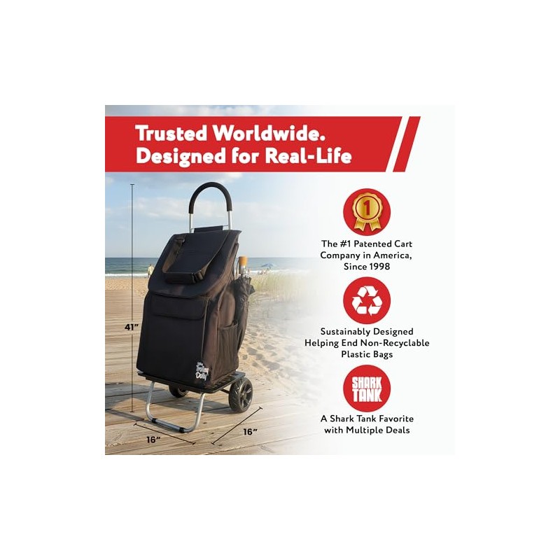 dbest Products Bigger Trolley Dolly, Carrito Plegable Negro de Compras