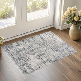 UERMEI - Alfombra de entrada de 2 x 3 pulgadas, lavable, neutral, abstracta, pequeña, antideslizante, suave, de pelo bajo, para entrada, cocina, puerta delantera, baño, habitación de niños, color gris