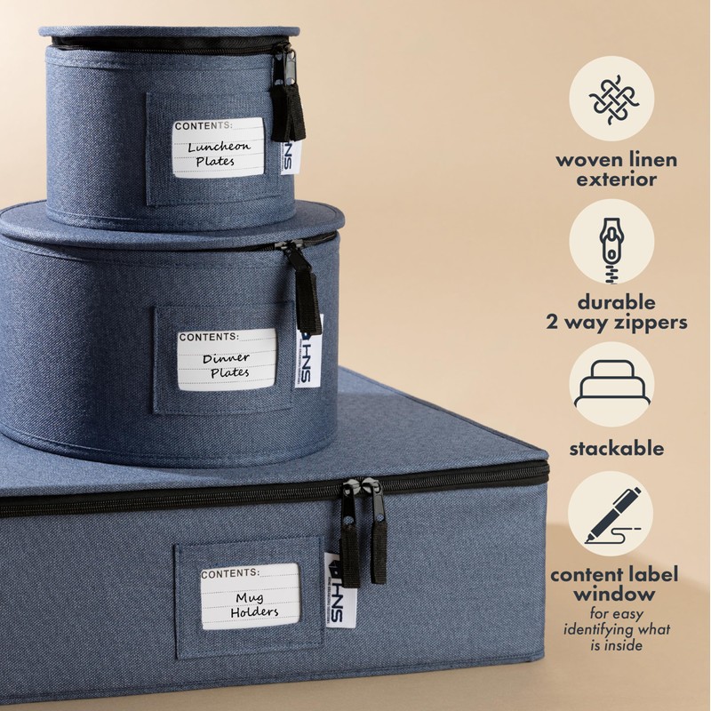 Dinner Plates Storage Container - Hard Shell China Organizer with