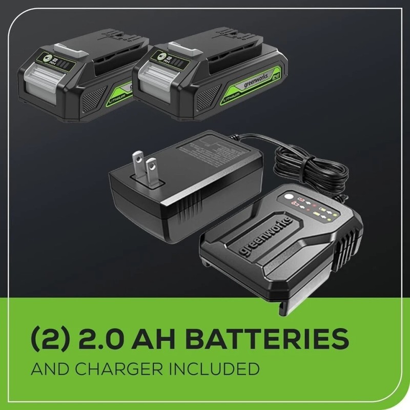 Greenworks 24V Brushless 1/4" Cordless Impact Driver, (2) 2.0Ah Batteries,