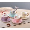 Jusalpha Porcelain Coffee Bar Espresso SMALL Cups and Saucers Set,