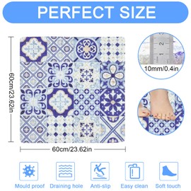 Non-Slip Shower Mats Square, Soft Comfort Textured PVC Loofah Bathroom Bathtub Mat for Elderly, Pregnancy, Kids (Mosaic, 60x 60 cm)