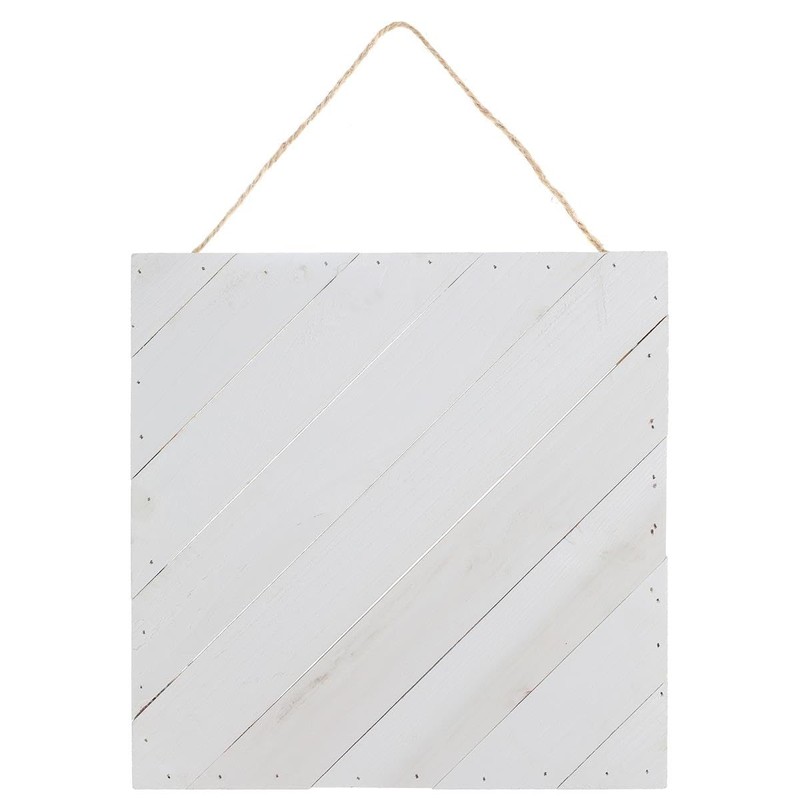 Hampton Art Plank Diagonal 12" X 12" White, Wood Plaque,