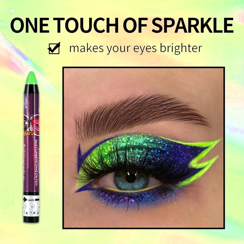 Green Shimmering Eyeshadow Stick, Bright Green Cream Eye Shadow, Metallic
