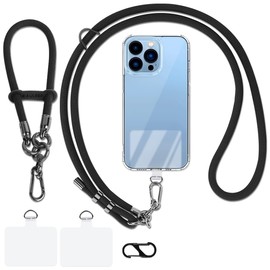 [AULEEP] Smartphone Strap, Shoulder Strap, Cross-body, Wrist Hanging, Smartphone Shoulder Neck Strap, Adjustable Length, Smartphone Strap, 2 Transparent Tag Patches, Smartphone Shoulder Strap,