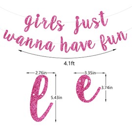Girls Just Wanna Have Fun Banner, Engagement, Bachelorette, Girls Party Decorations (Deep Pink)