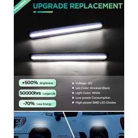 White LED Strip Side Marker Lights Compatible with GMC Sierra 2500HD 3500HD 2020 2021 2022 2023 2024 2025, Pickup Truck Fender Side Parking Position Lamp, Front Rear Turn Signal Lamp, Smoked Lens 4PCS