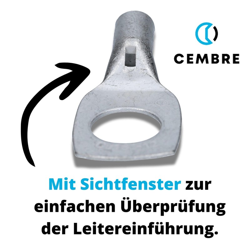Cembre A3-M12 Tube Cable Lug 16 mm² M12 Uninsulated Tin-Plated